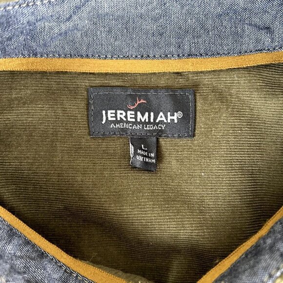 JEREMIAH Long Sleeve Button Down Corduroy Overshirt in Mossy Green MEN'S LARGE - Picture 6 of 9